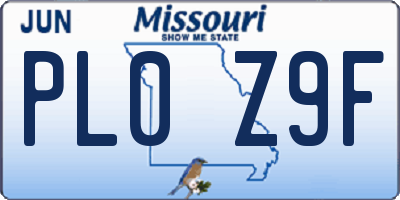 MO license plate PL0Z9F