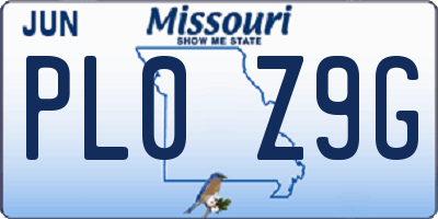 MO license plate PL0Z9G