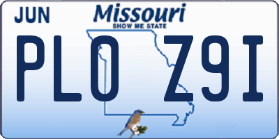 MO license plate PL0Z9I