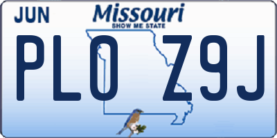MO license plate PL0Z9J