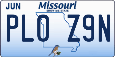 MO license plate PL0Z9N