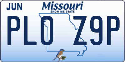 MO license plate PL0Z9P
