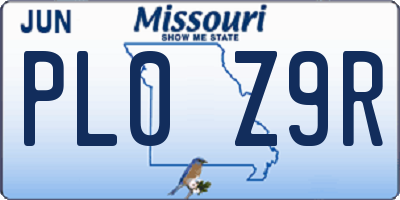 MO license plate PL0Z9R