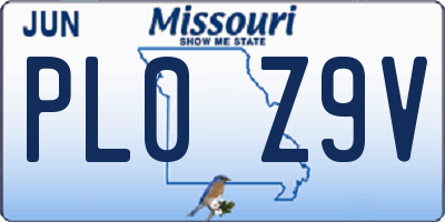 MO license plate PL0Z9V