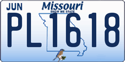 MO license plate PL1618