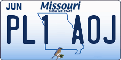 MO license plate PL1A0J