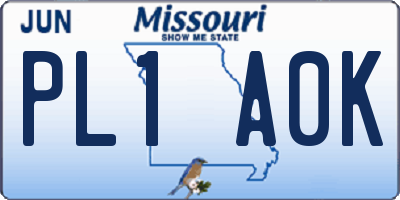 MO license plate PL1A0K