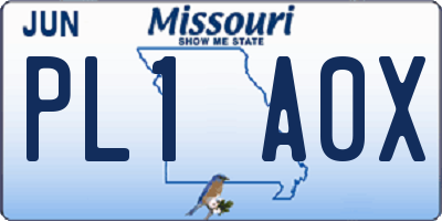 MO license plate PL1A0X