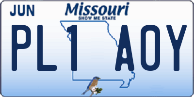MO license plate PL1A0Y