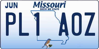 MO license plate PL1A0Z