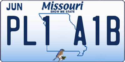 MO license plate PL1A1B
