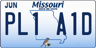 MO license plate PL1A1D