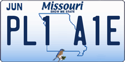 MO license plate PL1A1E