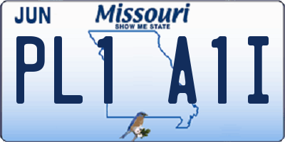 MO license plate PL1A1I