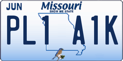 MO license plate PL1A1K