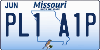 MO license plate PL1A1P