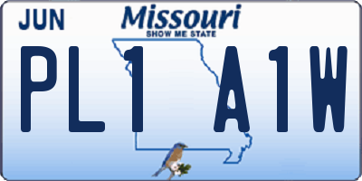 MO license plate PL1A1W