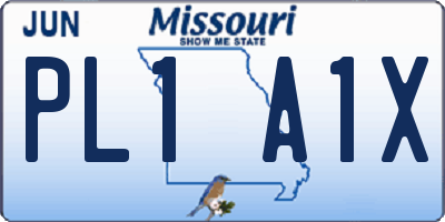MO license plate PL1A1X