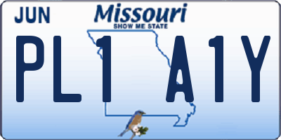 MO license plate PL1A1Y