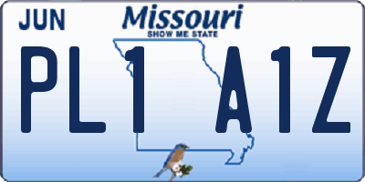 MO license plate PL1A1Z