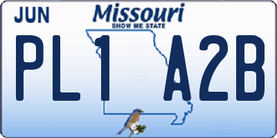 MO license plate PL1A2B