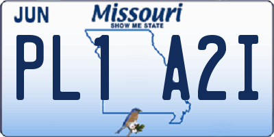MO license plate PL1A2I