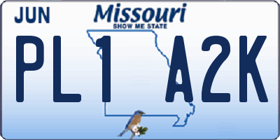 MO license plate PL1A2K