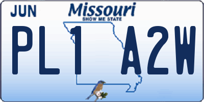 MO license plate PL1A2W
