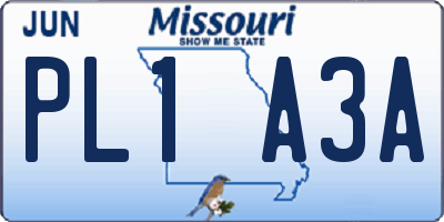 MO license plate PL1A3A
