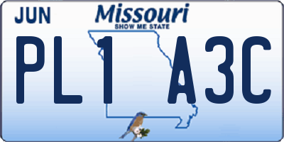 MO license plate PL1A3C