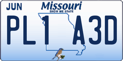 MO license plate PL1A3D