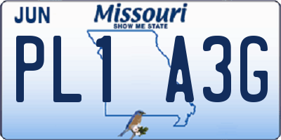 MO license plate PL1A3G
