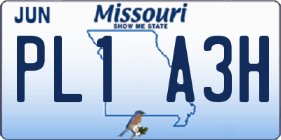 MO license plate PL1A3H