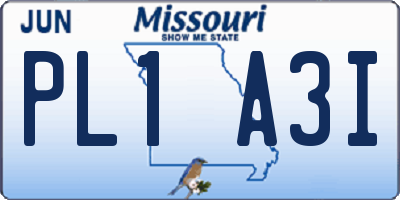 MO license plate PL1A3I