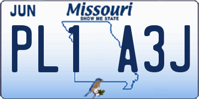 MO license plate PL1A3J