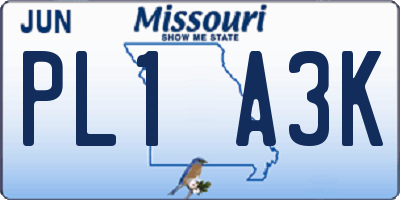 MO license plate PL1A3K