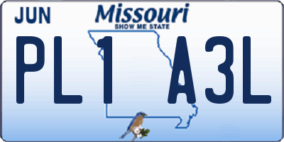 MO license plate PL1A3L