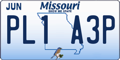 MO license plate PL1A3P