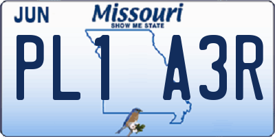MO license plate PL1A3R
