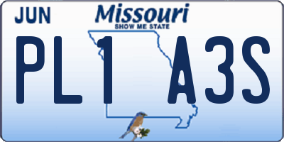 MO license plate PL1A3S
