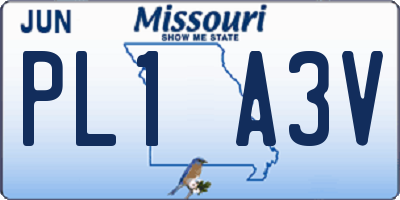 MO license plate PL1A3V