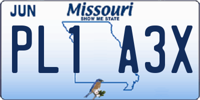 MO license plate PL1A3X