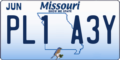 MO license plate PL1A3Y