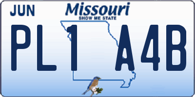 MO license plate PL1A4B