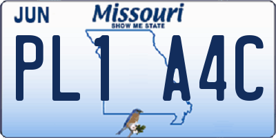 MO license plate PL1A4C