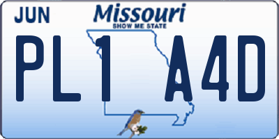 MO license plate PL1A4D