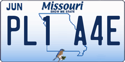 MO license plate PL1A4E