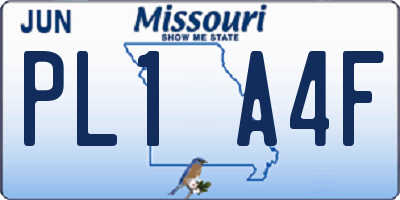 MO license plate PL1A4F