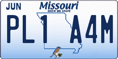 MO license plate PL1A4M