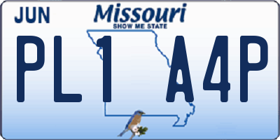 MO license plate PL1A4P